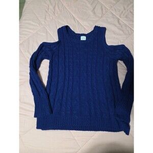 Hippie Rose Womens Blue Cable Knit Sweater Large